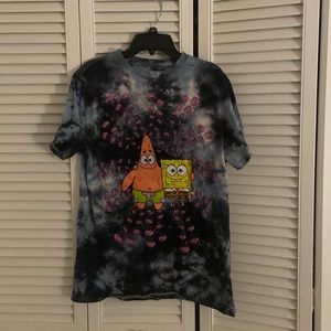 MEDIUM, blue and white tie-dye Nickelodeon Spongebob T-shirt